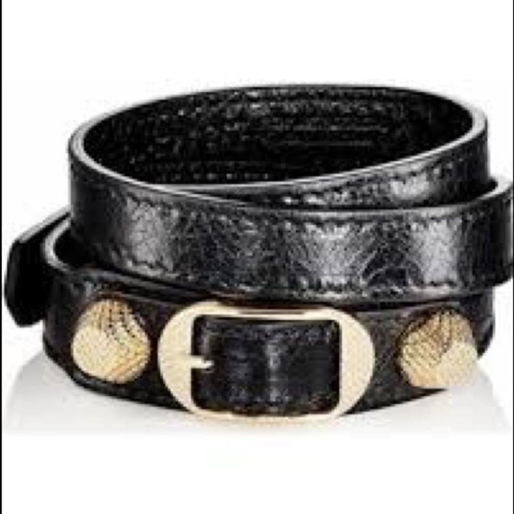 Black and Gold Balenciaga double wrap bracelet